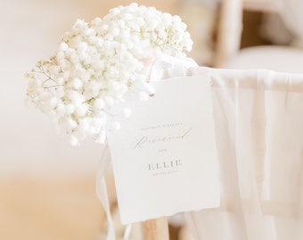 Seat Reservation Signs on Handmade Paper // Personalised for Weddings, Special Occasions, Birthdays