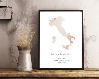 DIGITAL Personalised Engagement Map Print // Custom Map Print, Wedding Gift, Anniversary, Couple, Newly Weds, Gifts for Her