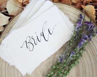 Handwritten Place Cards on Handmade Paper // Place Names, Place Settings for Weddings, Conferences, Birthdays, Hen Parties, Baby Showers