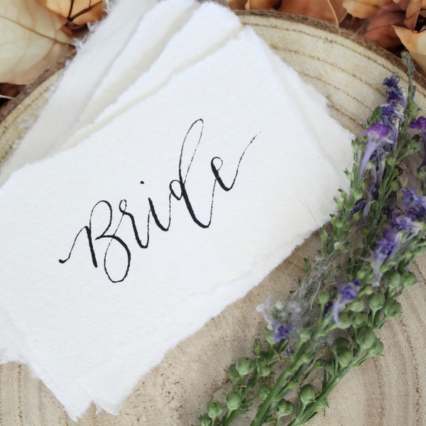 Handwritten Place Cards on Handmade Paper // Place Names, Place Settings for Weddings, Conferences, Birthdays, Hen Parties, Baby Showers