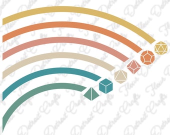 Retro Rainbow DnD Dice Dungeon Master Dungeons and Dragons SVG Cutting File