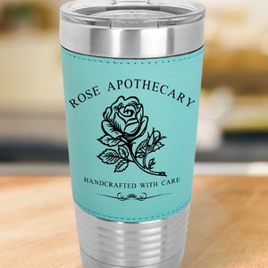 ROSE APOTHECARY 20 oz. Insulated Tumbler with Leather Grip and Clear Lid, Inspired by Schitt's Creek