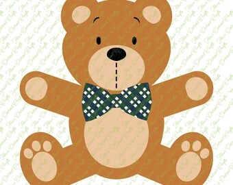 Teddy Bear with Bow Tie SVG Cricut Silhouette Cutting File