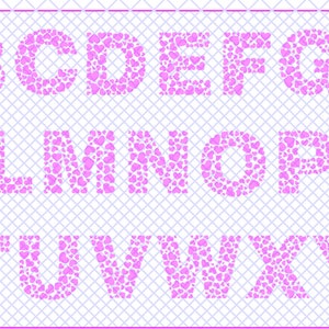 Heart Filled Letters Alphabet A-Z for Monograms SVG Design Cricut Silhouette Cut File image 2