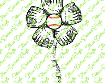 SVG Proud Baseball Mawmaw Flower SVG PNG Design Cricut Silhouette Cut File