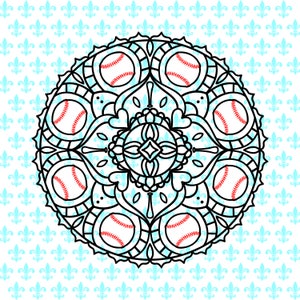 SVG BASEBALL Mandala Cut File for Cricut, Silhouette png dxf eps studio3