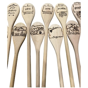 Kochlöffel/Rührlöffel 14&quot; Buchenholz Kueche Kuetze Kuehl oreko, Adventure, Roots, Custom Woodverbrannt