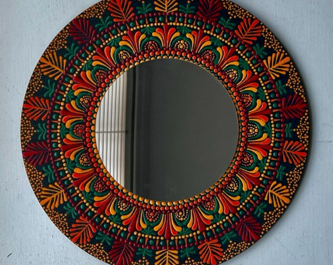 Wall Mirrors Dot Art Mandala Vibrant Colors Handmade Acrylic Painting Home Office Art Work