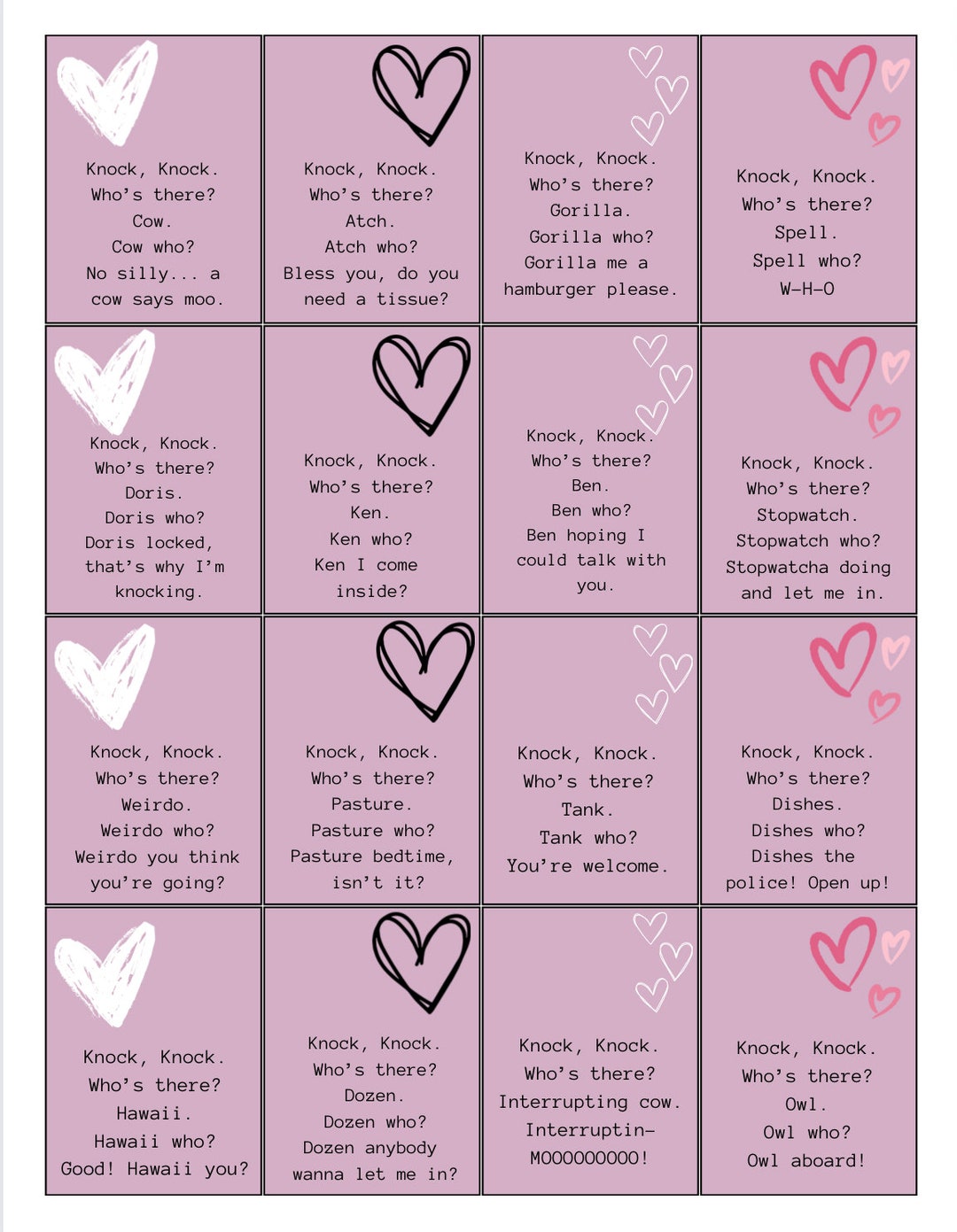 Kids Knock Knock Joke Valentines - Etsy