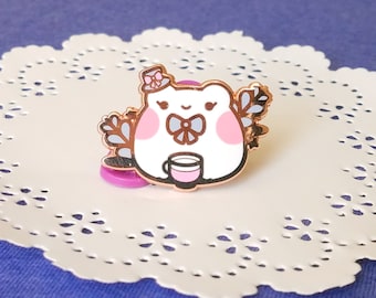 London Frog Tea Enamel Pin