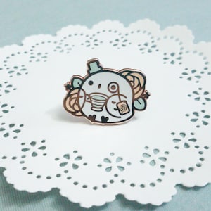 Owl Grey Rose Tea Enamel Pin