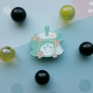 Mahhtcha Ghostea Enamel Pin, Boba Tea Pin