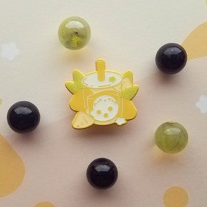 Man-ghost Pineapple Ghostea Enamel Pin, Boba Tea Pin
