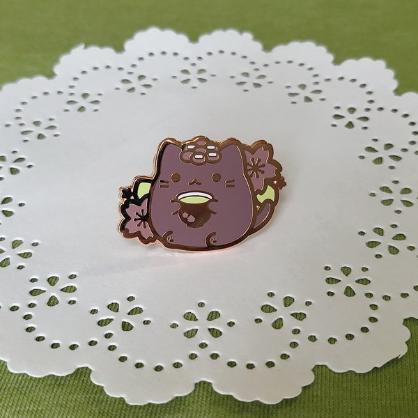 Adzuki Meowtcha Tea Enamel Pin