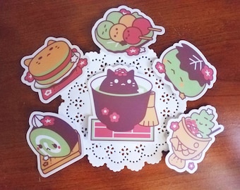 Adzuki Meowtcha Tea and Friends Stickers