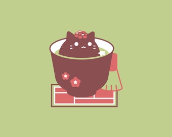 Adzuki Meowtcha Tea Art Print