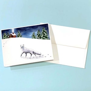 Christmas Card, Holiday Card, Greeting Card, Winter Fox Card, Cute Christmas Card, Animal Christmas Card, Winter Landscape, Winter Scene