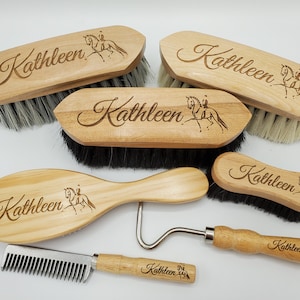 Beautiful Custom Engraved Horse Brush -Soft Finishing Brushes and more!-