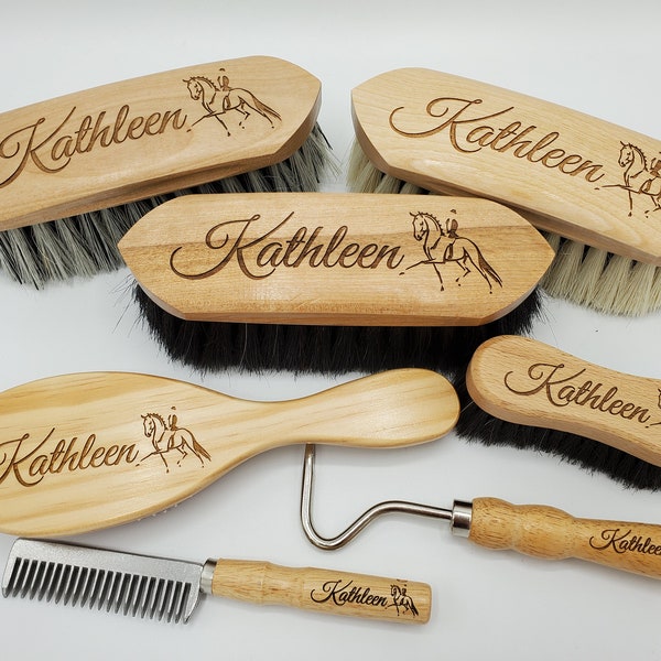 Beautiful Custom Engraved Horse Brush -Soft Finishing Brushes and more!-