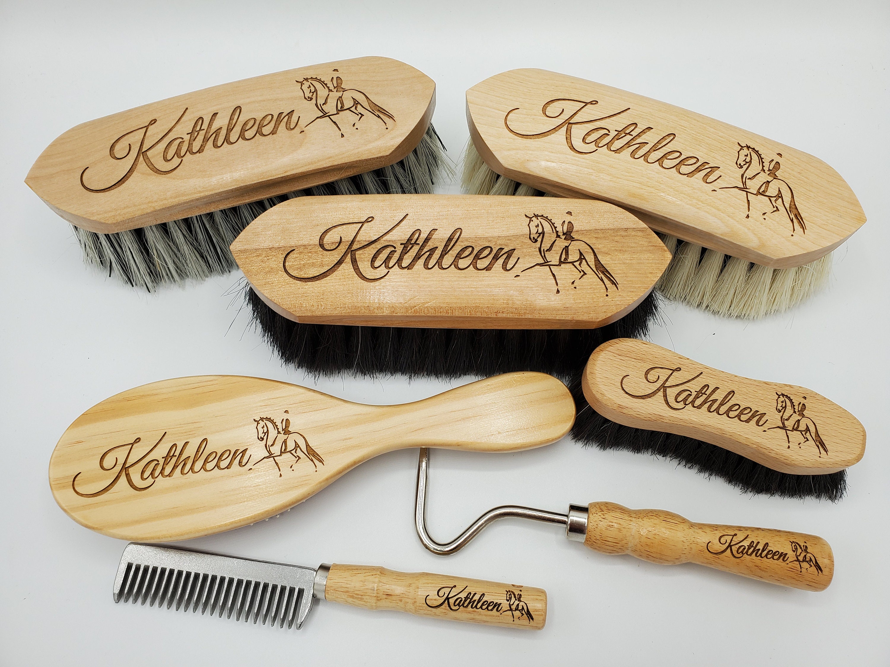 Beautiful Custom Engraved Horse Brush Soft Finishing Brushes Etsy