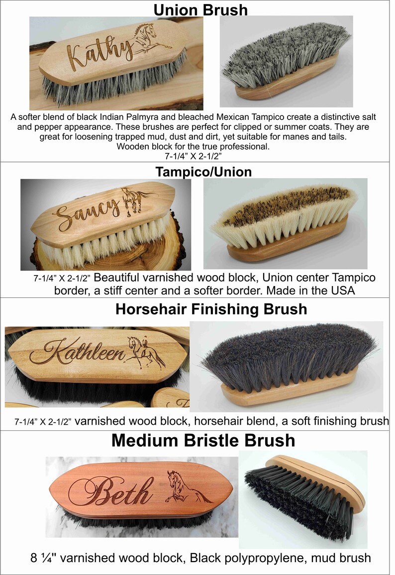 Beautiful Custom Engraved Horse Brush Soft Finishing Brushes Etsy
