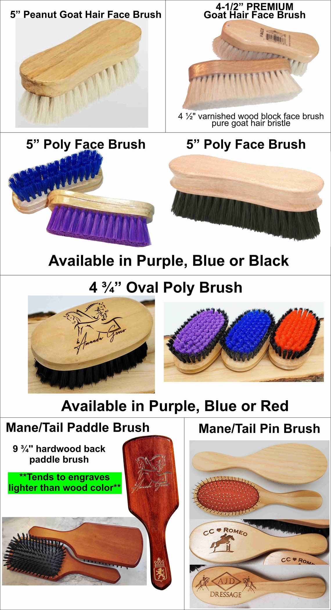 Beautiful Custom Engraved Horse Brushes Grooming Tools Etsy