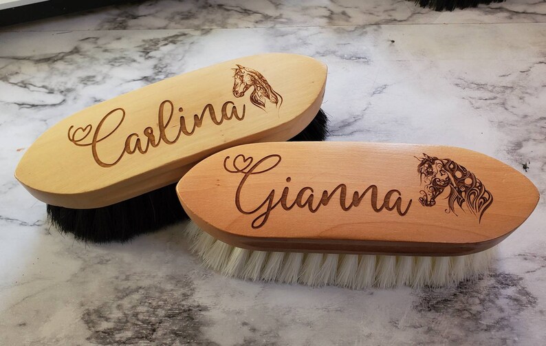 Beautiful Custom Engraved Horse Brush Soft Finishing Brush Etsy