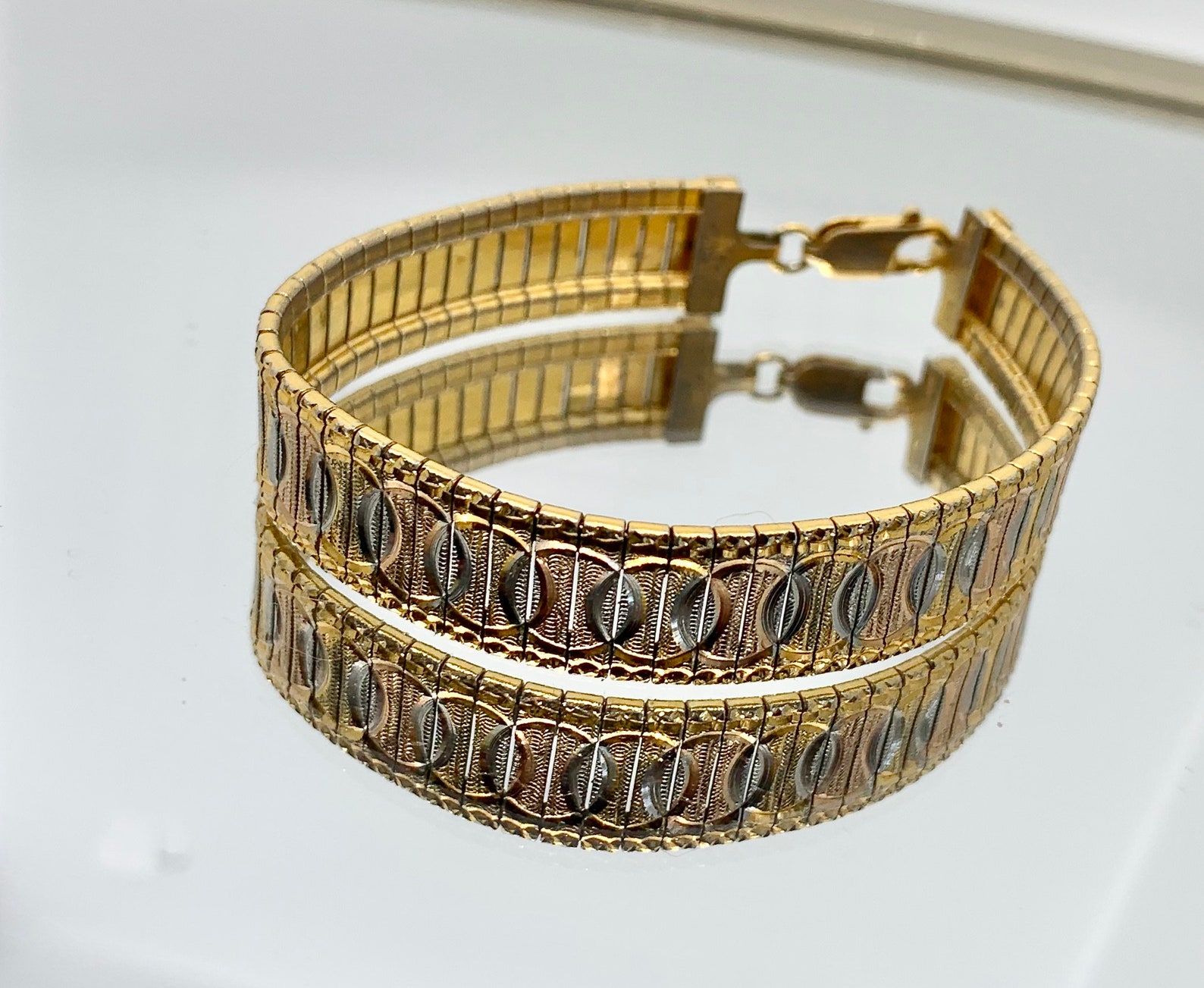 Vintage tricolor 925 Sterling Silver bracelet made by Milor Etsy