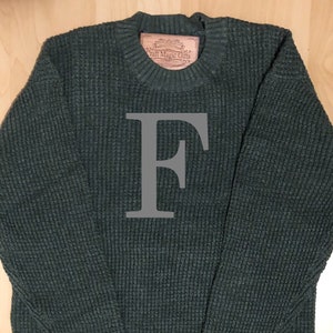 Mens Monogrammed Initial Knit Sweater | Green & Grey