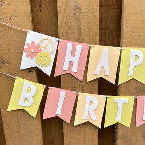 Custom Groovy Banner | One Happy Babe Birthday Party Decoration | Groovy One | Two Groovy | Five is a Vibe | Peace Out Single Digits | 70s