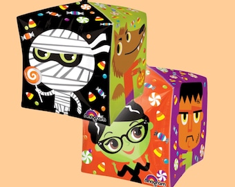 15" Halloween Cube Balloon | Halloween Birthday Party Decorations | Spooky One Party Supplies | Two Spooky Decor