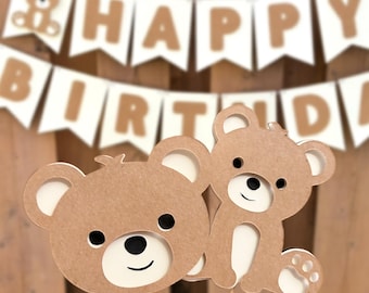 Teddy Bear Cupcake Toppers | Bear-y First Birthday Party Decorations | Teddy Bear Shower Decor