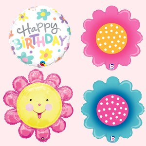 Bright Flower Balloons | Garden Tea Party Decorations | Tea for Two Birthday Party Decorations | Spring Party Supplies | Floral Party Decor