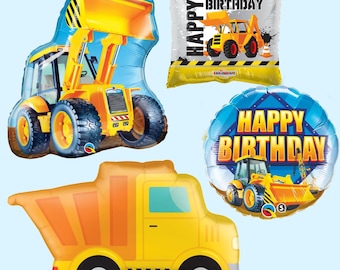 Construction Balloons  | Construction Birthday Party Decorations | Construction Party Supplies | Digger Decoration | Dump Truck Party Decor