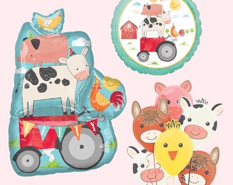 Farm Animal Balloons | Barnyard Birthday Party Decorations | Farm Party Supplies | Tractor Party Decor | Moo I'm Two | Farm Party Decor