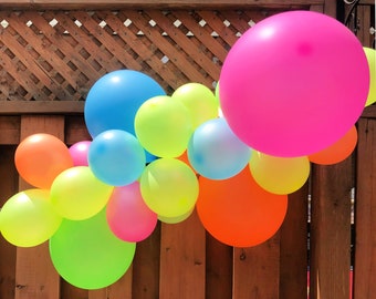 Neon Balloon Garland | Retro 80s 90s Birthday Party Decoration | Roller Skate Party