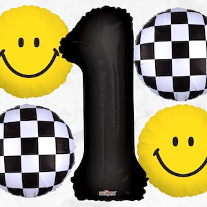 One Happy Dude Balloon Bouquet | First Birthday Party Decoration | One Cool Dude Happy Face Party Supplies | 1st Birthday Party Decor