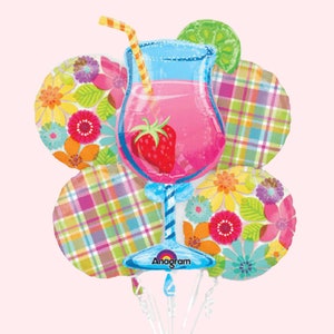Summer Balloon Bouquet | Pool Birthday Party Decorations | L&#39;uau Party Supplies | Summer Party Decor | Tropical Party Decor