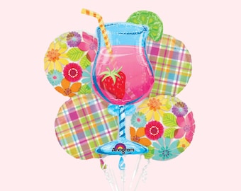 Summer Balloon Bouquet | Pool Birthday Party Decorations | L'uau Party Supplies | Summer Party Decor | Tropical Party Decor