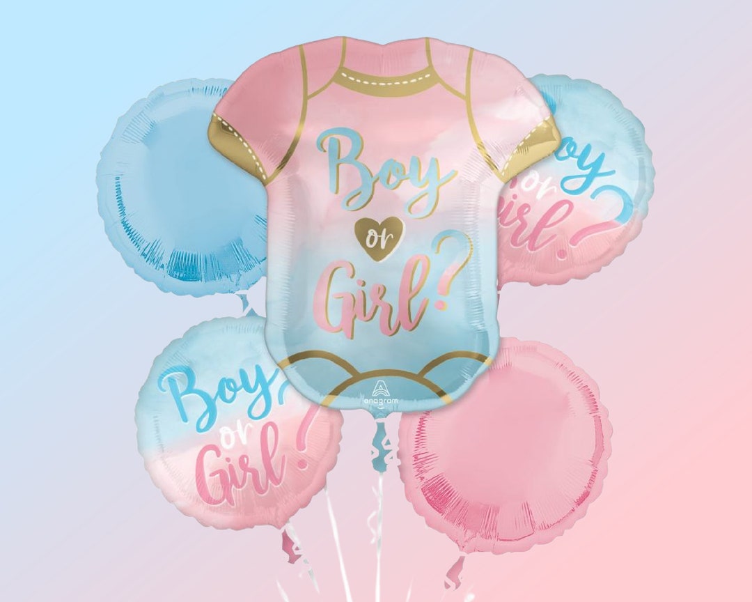 Gender Reveal Balloon Bouquet | Pink and Blue Baby Gender Reveal Party ...