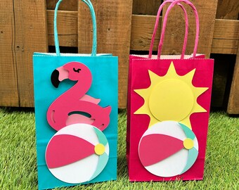 Malibu Pool Party Favour Bags | Bright Pool Birthday Party Decorations | Summer Party Supplies | Beach Ball Party Decor | One in the Sun