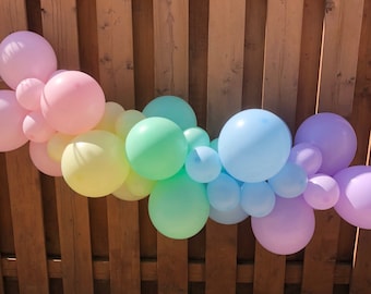 Pastel Rainbow Balloon Garland | Baby Shower Decorations | Birthday Party Supplies | Pastel Balloons