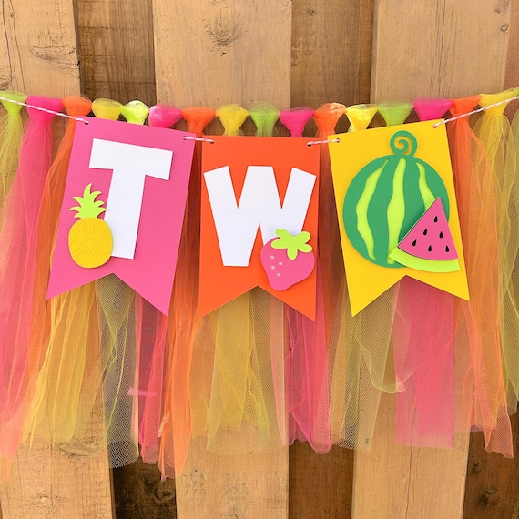 Tutti Fruitti Highchair Banner | Fruit Birthday Party Decorations | TWOtti Fruitti Party Supplies | Fruit Party Decor