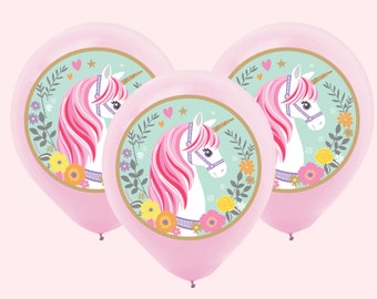 5 Pack 12 Inch Pink Unicorn Latex Balloons | Unicorn Birthday Party Decorations | Unicorn Party Supplies