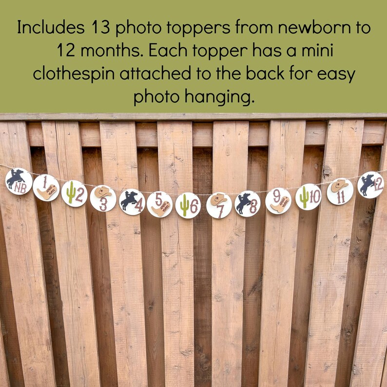 Cowboy Monthly Photo Banner | My First Rodeo Birthday Party Decorations | Milestone Banner | Western Birthday Party Supplies |First Birthday image 3