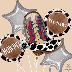 Cowboy Boot Balloon Bouquet | My First Rodeo Birthday Party Decorations | Western Party Supplies | Cowgirl Birthday Party Decor