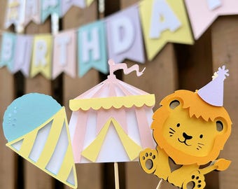 Pink Carnival Cupcake Toppers | Pastel Circus Birthday Party Decorations