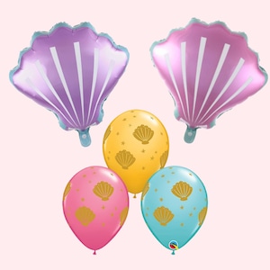 Seashell Balloons | Mermaid Birthday Party Decorations | Beach Party Decor | Under the Sea Party Supplies | Shell Balloons | Ocean Party