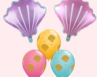 Seashell Balloons | Mermaid Birthday Party Decorations | Beach Party Decor | Under the Sea Party Supplies | Shell Balloons | Ocean Party