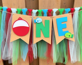 Fishing Highchair Banner | O-Fish-Ally One First Birthday Party Decorations | Reeling in The Big One Party Supplies
